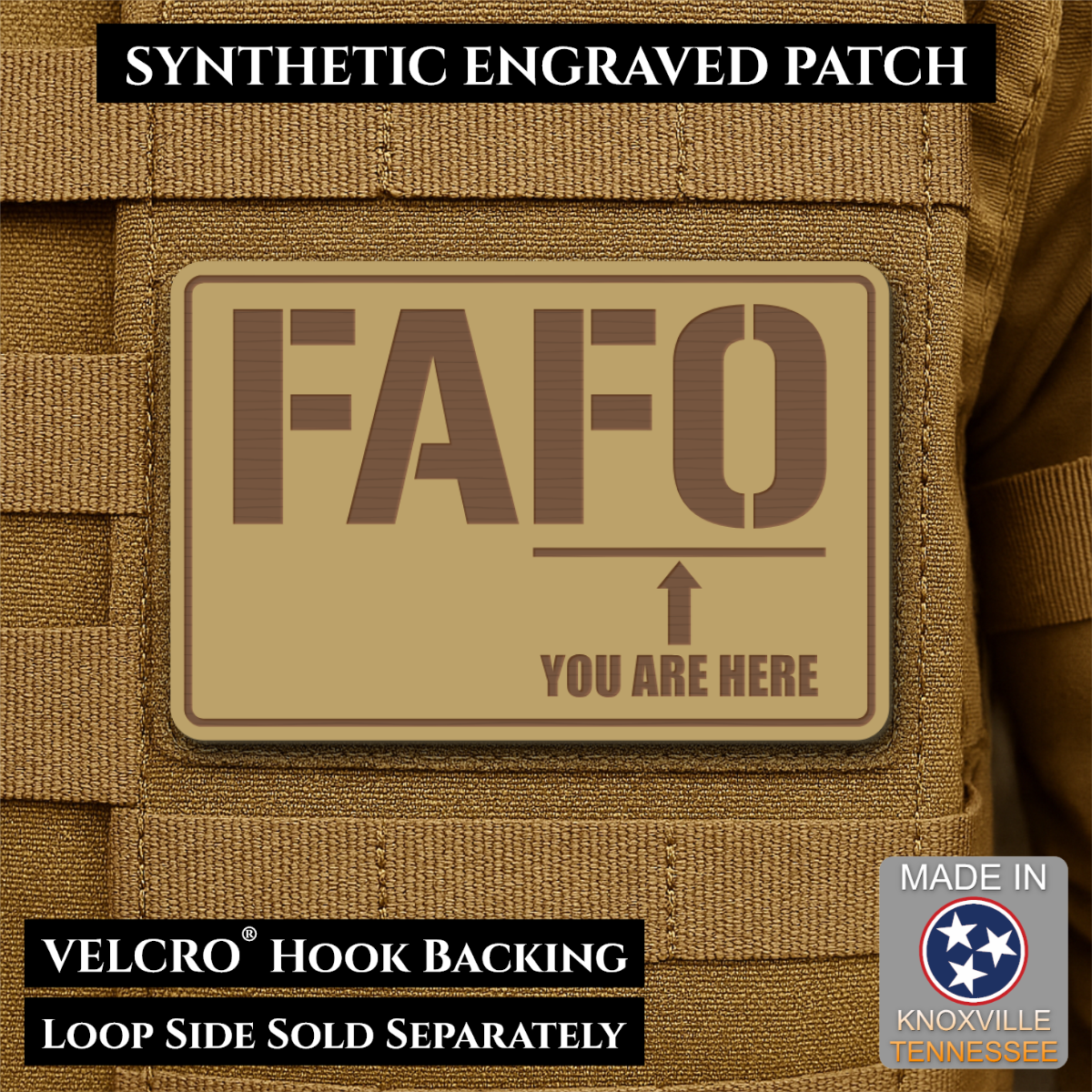 FAFO You Are Here Funny Morale Patch, 2x3" | Made in USA | VELCRO® Brand Hook Backing