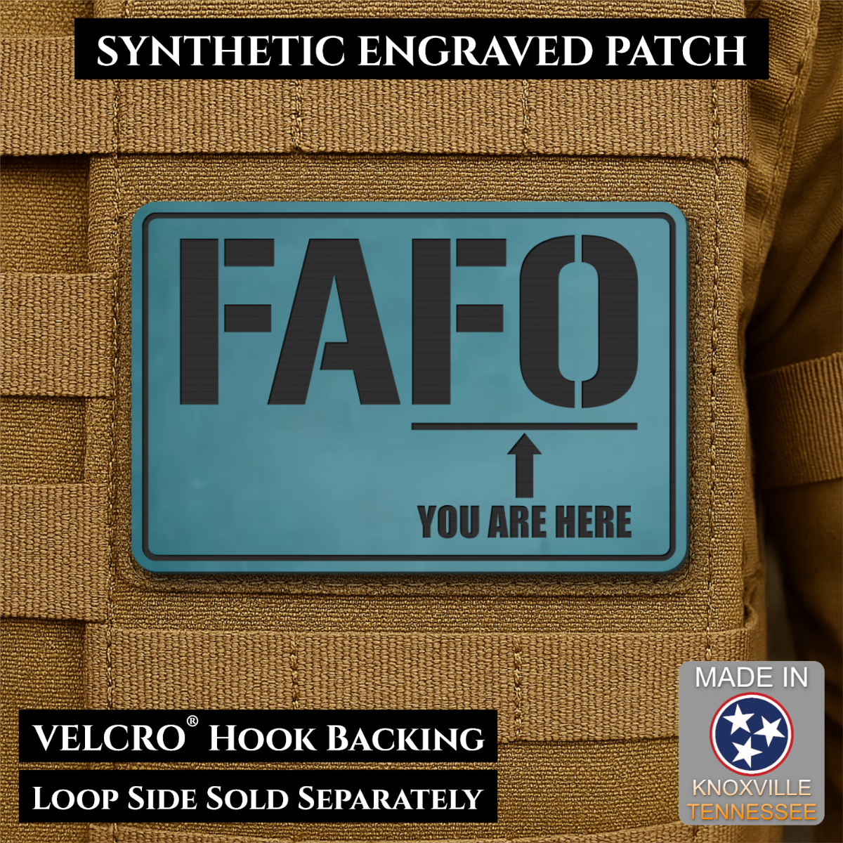 FAFO You Are Here Funny Morale Patch, 2x3" | Made in USA | VELCRO® Brand Hook Backing