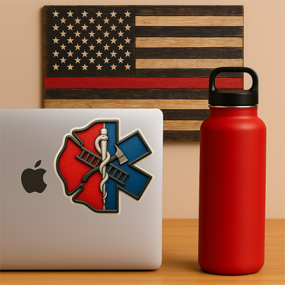 Firefighter Medic Sticker – Fire/EMS Vinyl Decal, Waterproof First Responder