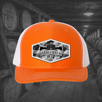 Barrelhouse 107 American Flag Background Engraved Leather Patch Hats