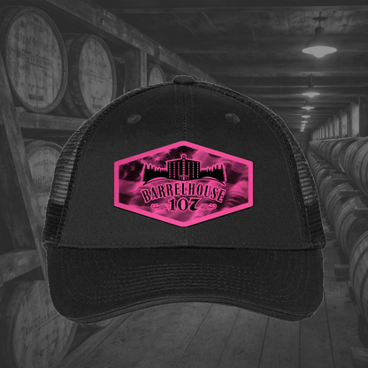 Barrelhouse 107 American Flag Background Engraved Leather Patch Hats