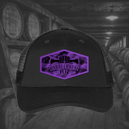 Barrelhouse 107 American Flag Background Engraved Leather Patch Hats