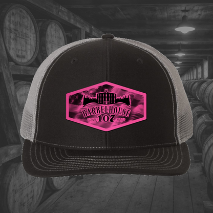 Barrelhouse 107 American Flag Background Engraved Leather Patch Hats