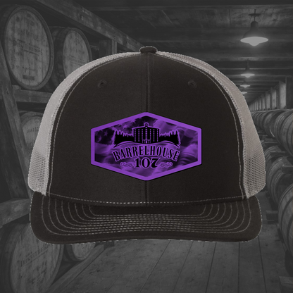 Barrelhouse 107 American Flag Background Engraved Leather Patch Hats
