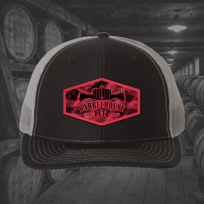 Barrelhouse 107 American Flag Background Engraved Leather Patch Hats