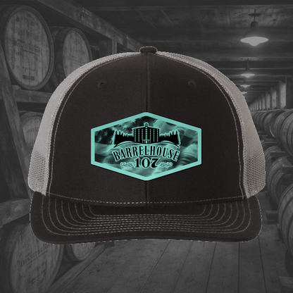 Barrelhouse 107 American Flag Background Engraved Leather Patch Hats