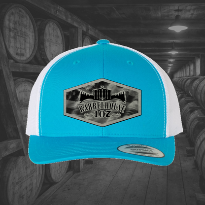 Barrelhouse 107 American Flag Background Engraved Leather Patch Hats