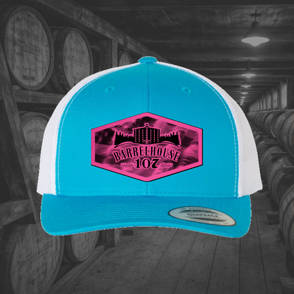 Barrelhouse 107 American Flag Background Engraved Leather Patch Hats