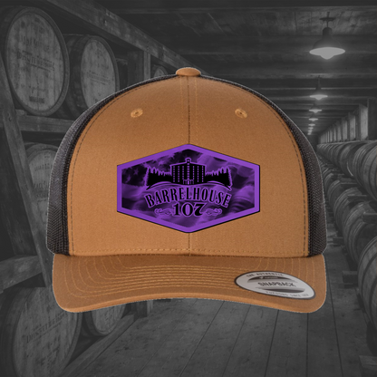 Barrelhouse 107 American Flag Background Engraved Leather Patch Hats