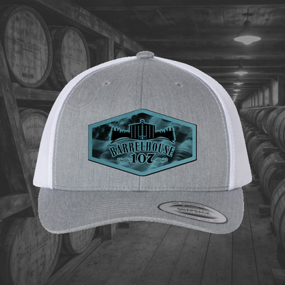 Barrelhouse 107 American Flag Background Engraved Leather Patch Hats