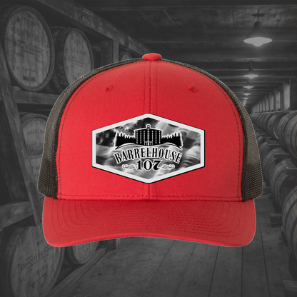 Barrelhouse 107 American Flag Background Engraved Leather Patch Hats