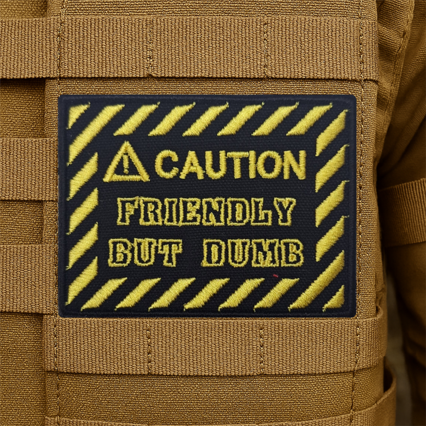 Caution Friendly But Dumb Funny Embroidered Morale Patch