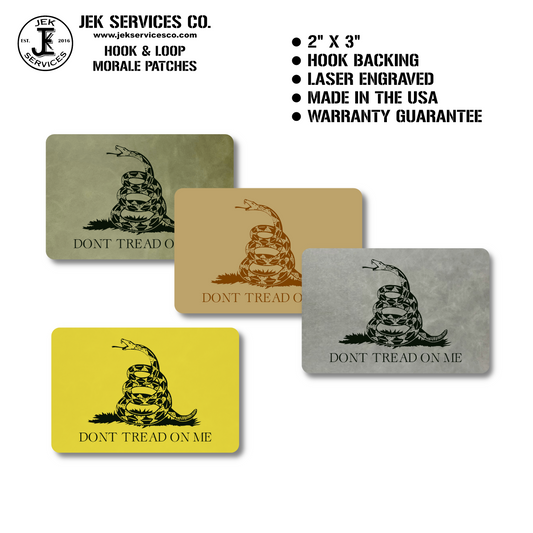 Gadsden Flag “Don’t Tread on Me” Engraved Morale Patch – 2” x 3” Hook & Loop Tactical Patch | Made in USA