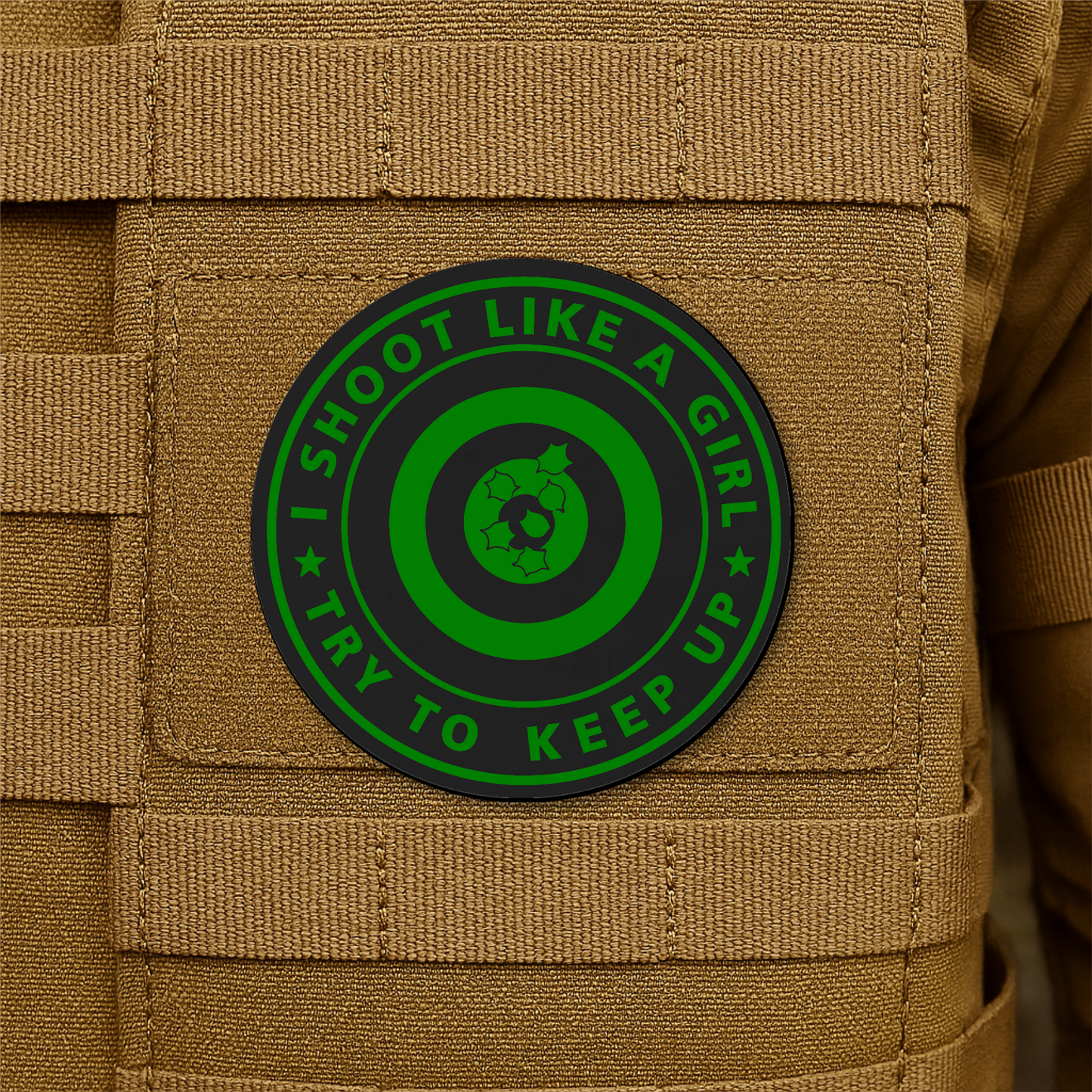 I Shoot Like A Girl Morale Patch 3" Round Hook & Loop | Made in USA