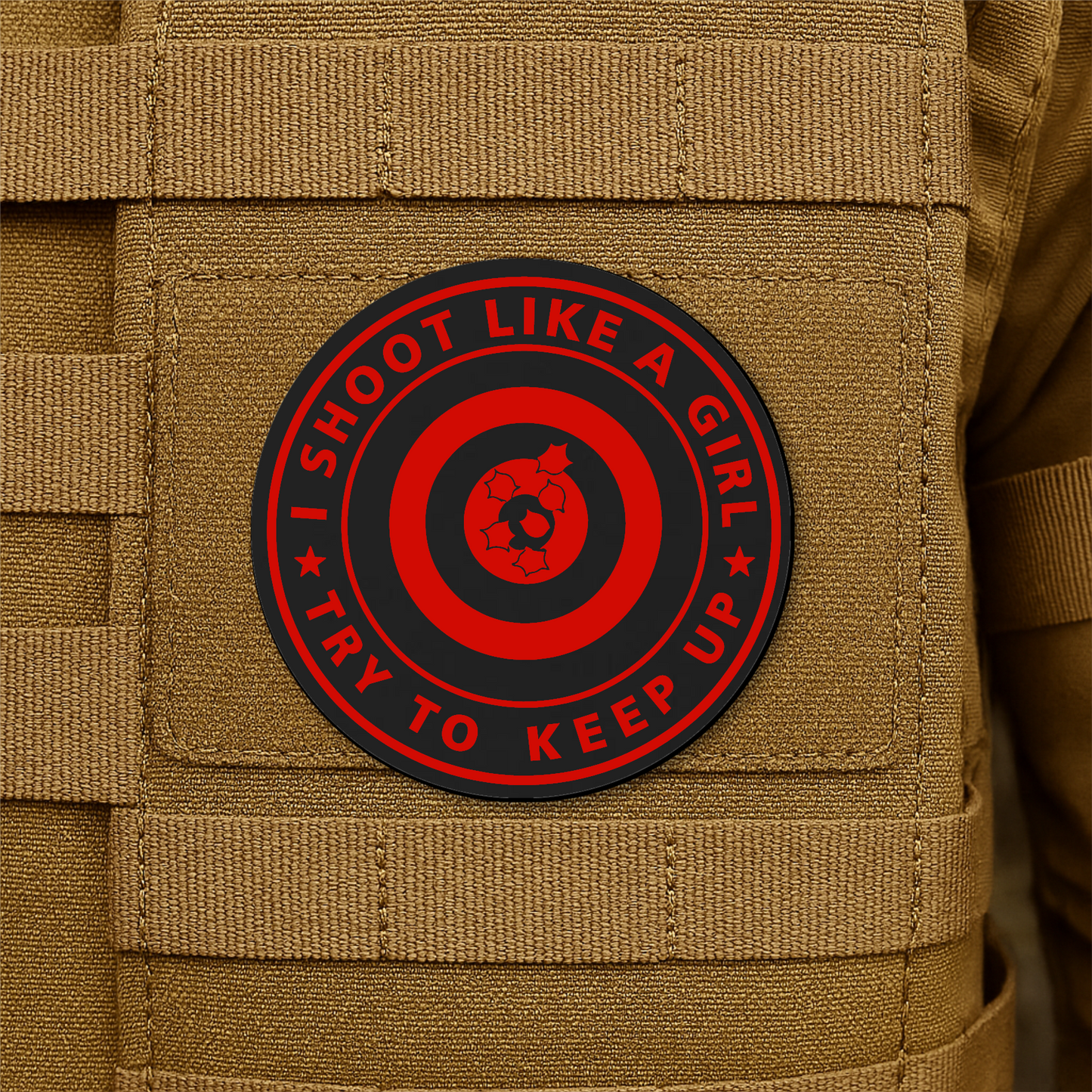 I Shoot Like A Girl Morale Patch 3" Round Hook & Loop | Made in USA