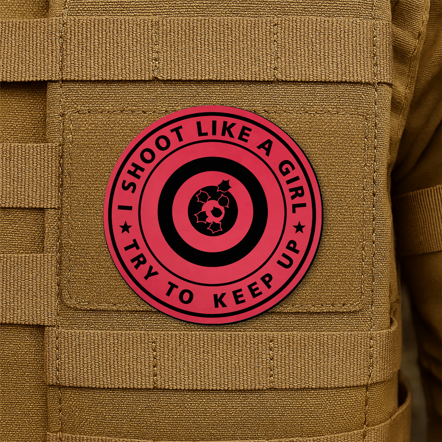 I Shoot Like A Girl Morale Patch 3" Round Hook & Loop | Made in USA