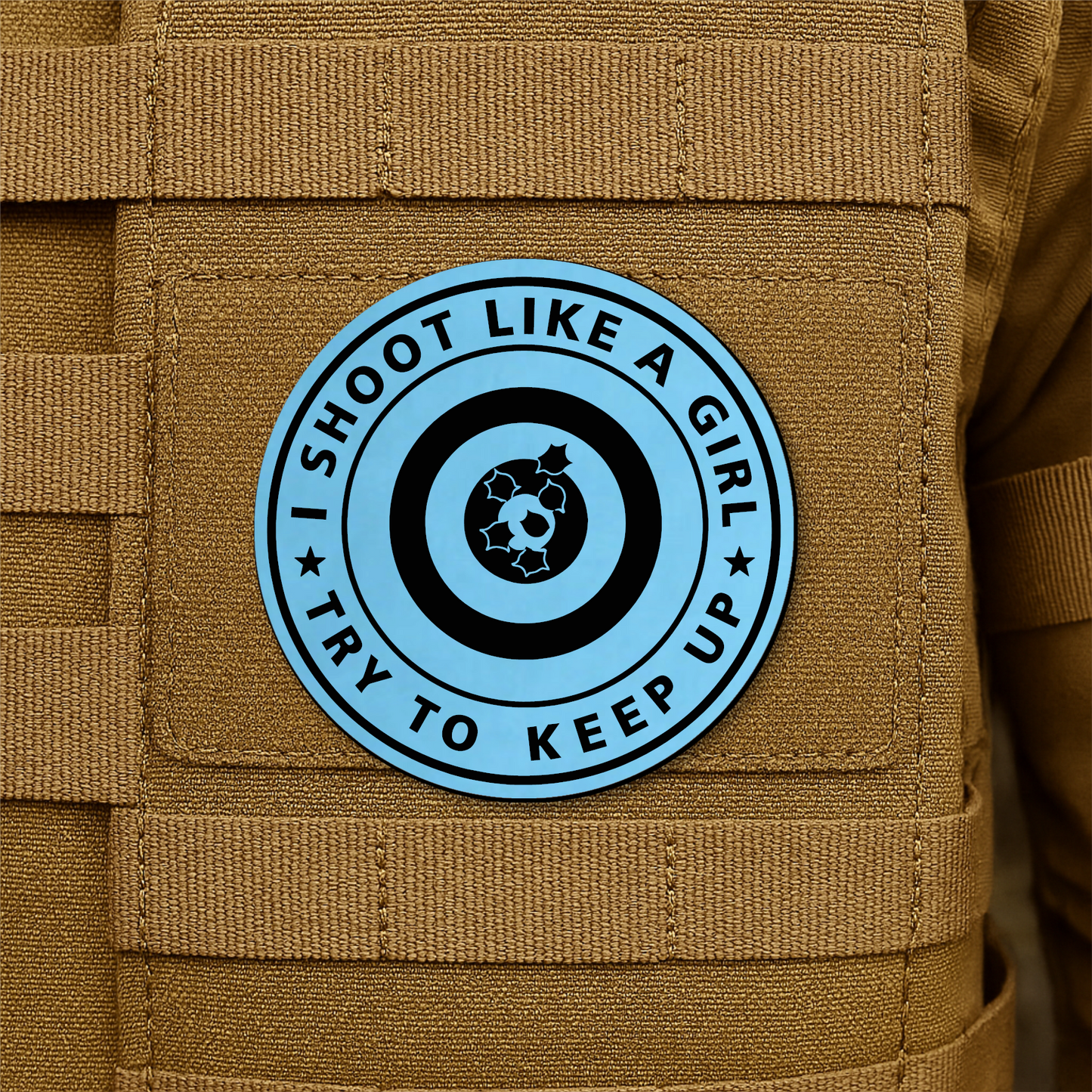I Shoot Like A Girl Morale Patch 3" Round Hook & Loop | Made in USA