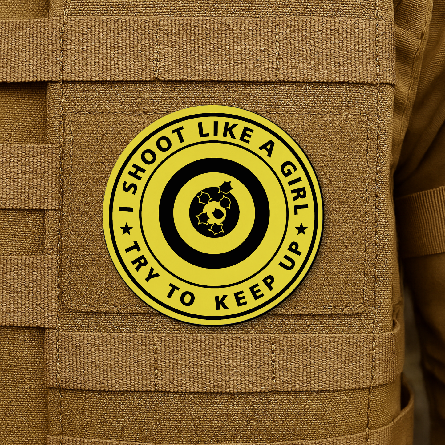 I Shoot Like A Girl Morale Patch 3" Round Hook & Loop | Made in USA