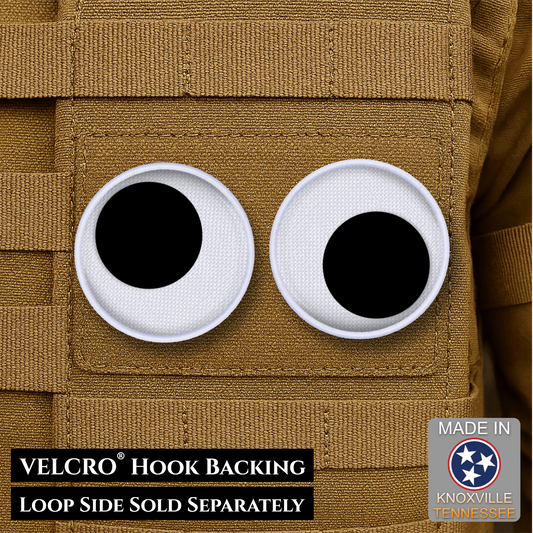 Googly Eyes Funny Morale Patch Set, 2" Round | Made in USA | VELCRO® Brand Hook Backing