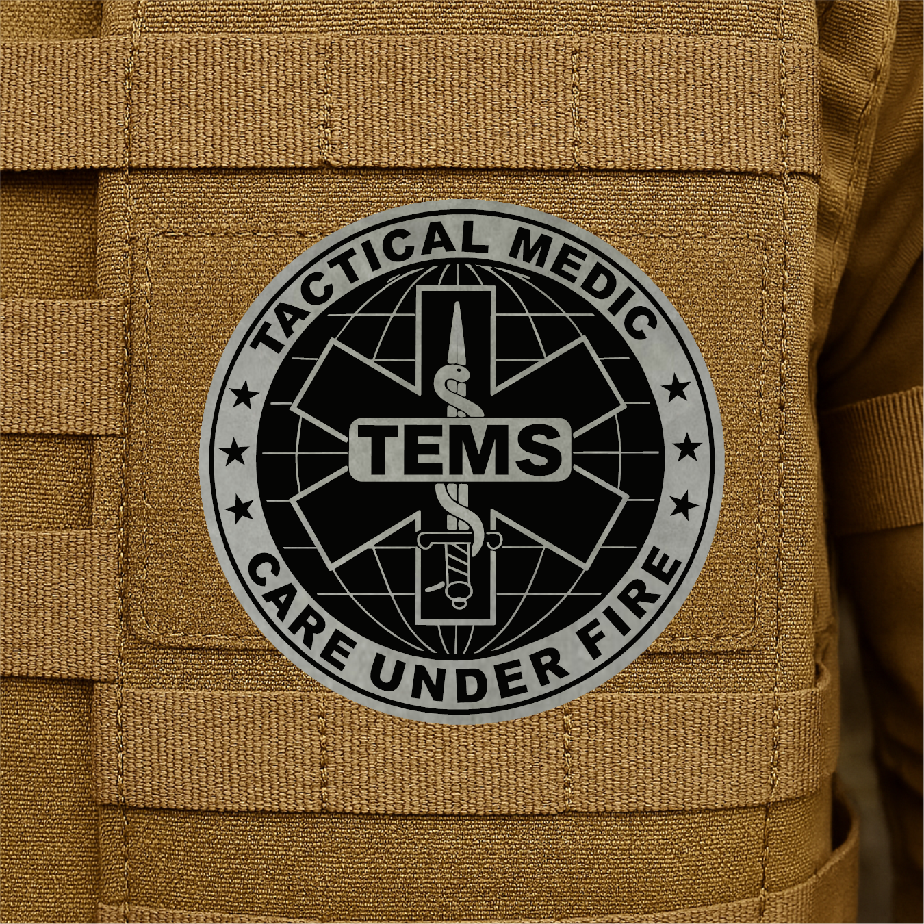 Tactical EMS TEMS Medic Morale Patch – 3” Round Hook & Loop Patch | Care Under Fire | Made in USA