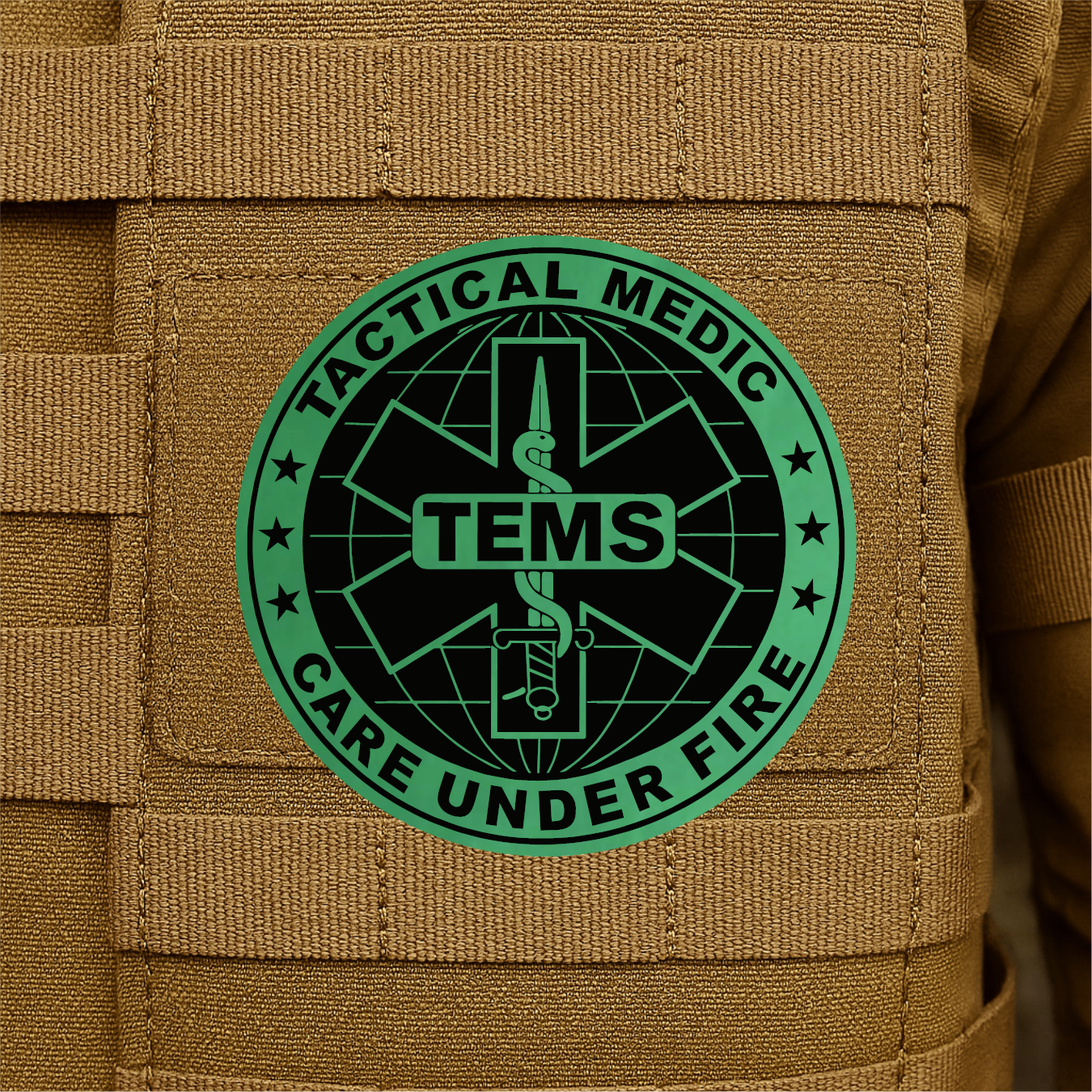 Tactical EMS TEMS Medic Morale Patch – 3” Round Hook & Loop Patch | Care Under Fire | Made in USA