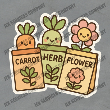 Grow A Garden Sticker – Cute Seeds Vinyl Decal, Waterproof Nature