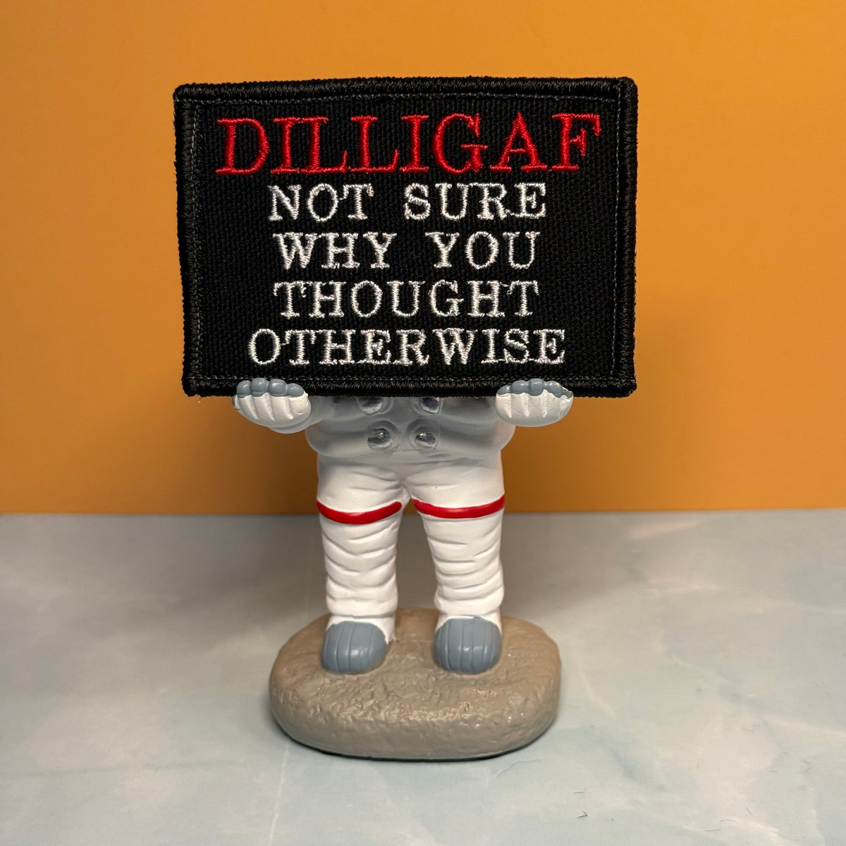 DILLIGAF Funny, I Don't Care Embroidered Morale Patch, 2x3" | VELCRO® Brand Hook Backing