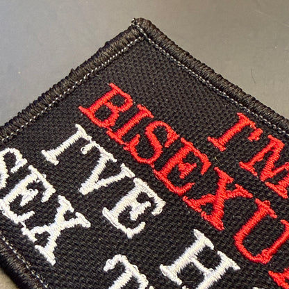 I'm Bisexual - I've Had Sex Twice Funny Embroidered Morale Patch, 2x3" | VELCRO® Brand Hook Backing