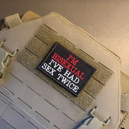 I'm Bisexual - I've Had Sex Twice Funny Embroidered Morale Patch, 2x3" | VELCRO® Brand Hook Backing