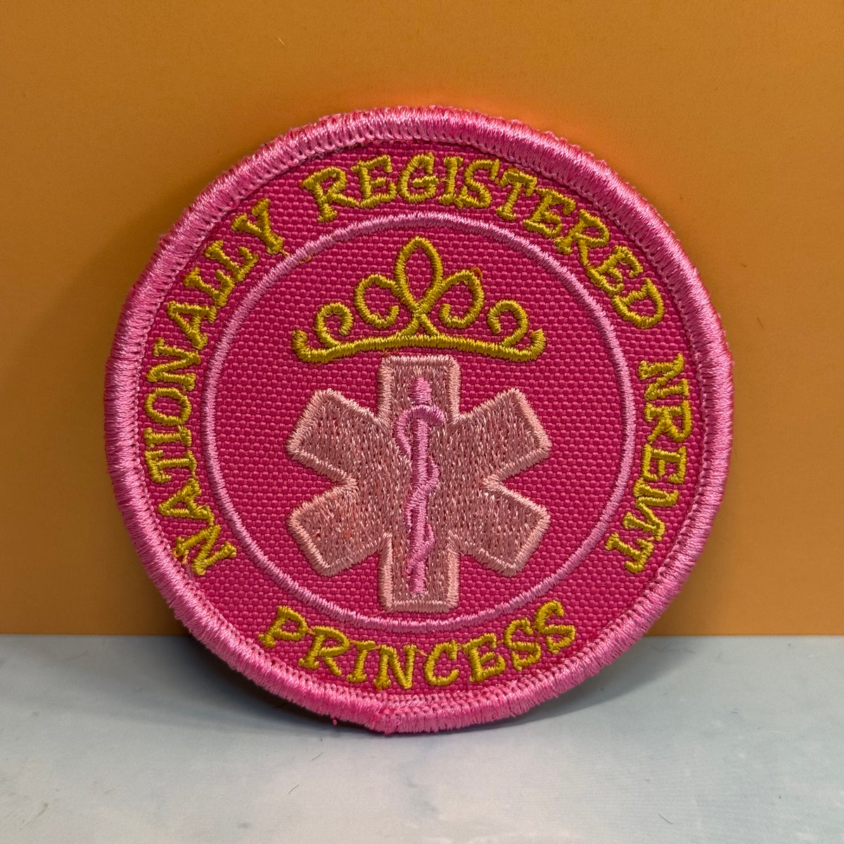 NREMT Princess Funny Medic Embroidered Morale Patch, 3" Round | VELCRO® Brand Hook Backing