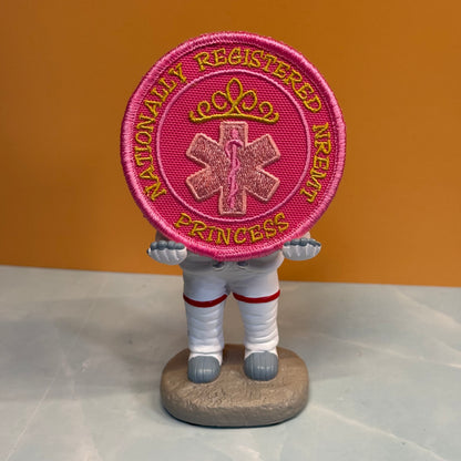 NREMT Princess Funny Medic Embroidered Morale Patch, 3" Round | VELCRO® Brand Hook Backing