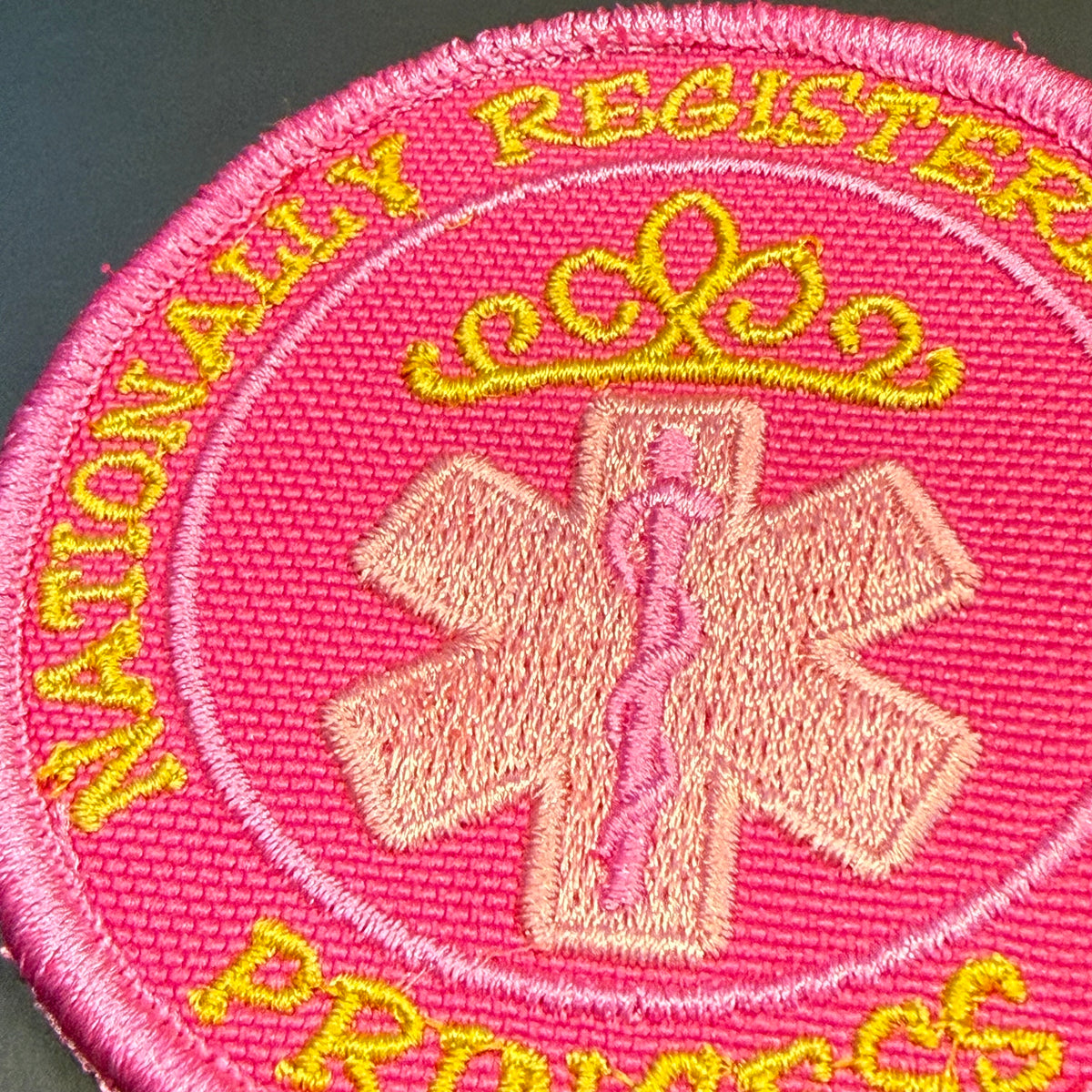 NREMT Princess Funny Medic Embroidered Morale Patch, 3" Round | VELCRO® Brand Hook Backing