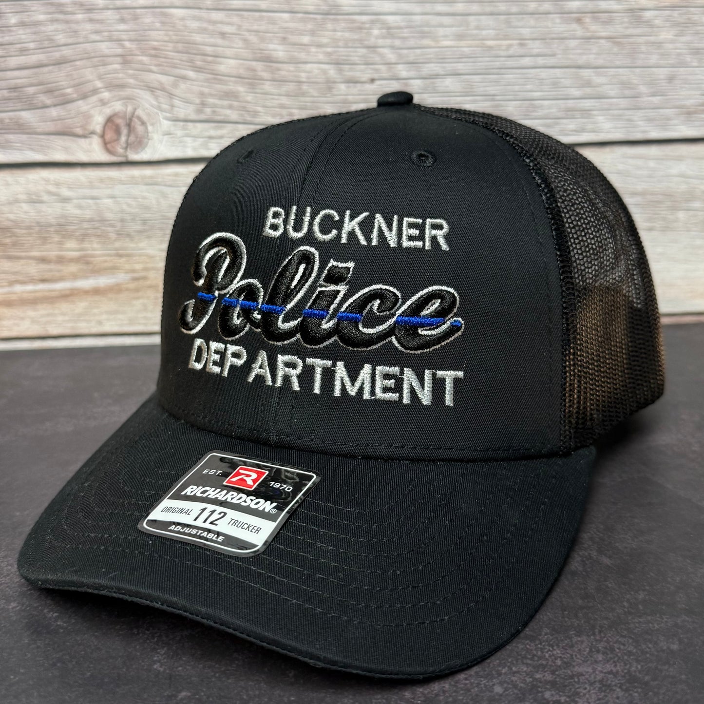 Custom 3D Puff Police Department Hats – Personalized Thin Blue Line Caps with Embroidered Department Name