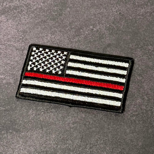 Thin Red Line American Flag Firefighter Patch, 2x3.5" | Made in USA | VELCRO® Brand Hook Backing