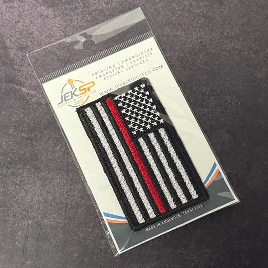 Thin Red Line American Flag Firefighter Patch, 2x3.5" | Made in USA | VELCRO® Brand Hook Backing