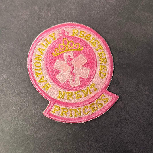 NREMT Princess Funny Medic Morale Patch, 3.3x4" | Made in USA | VELCRO® Brand Hook Backing