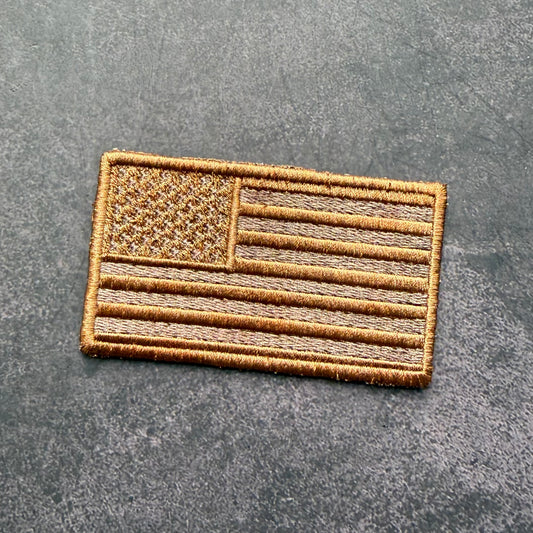 Subdued Coyote Brown American Flag Patch | Made in USA | VELCRO® Brand Hook Backing