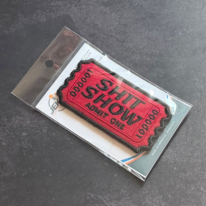 Shit Show Ticket Funny Morale Patch | Made in USA | VELCRO® Brand Hook Backing