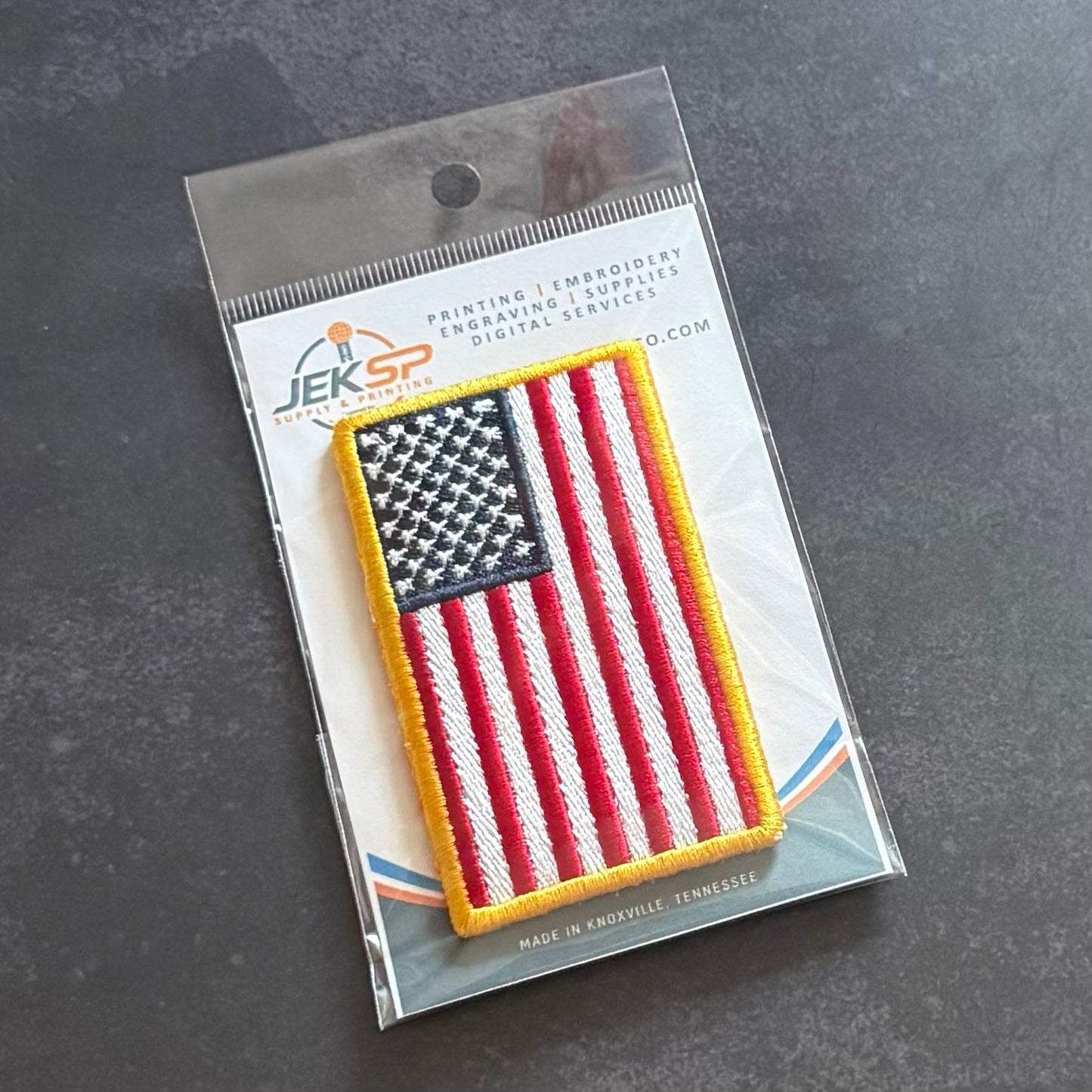 American Flag Patch, 2x3.5" Full Color Embroidered | Made in USA | VELCRO® Brand Hook Backing