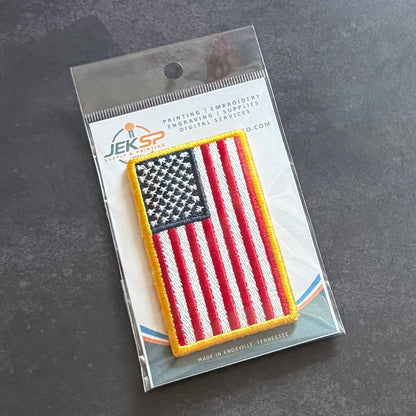 American Flag Patch, 2x3.5" Full Color Embroidered | Made in USA | VELCRO® Brand Hook Backing