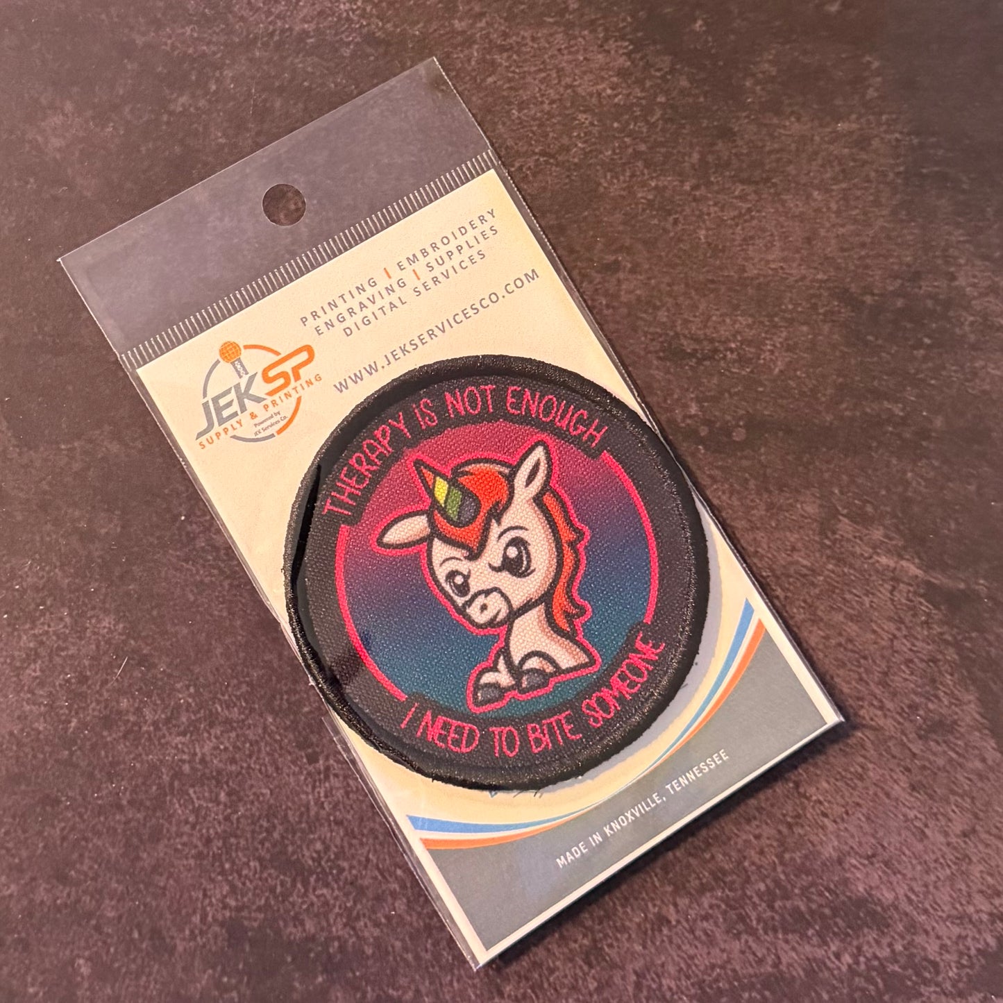 Therapy Unicorn Funny Morale Patch | Made in USA | VELCRO® Brand Hook Backing