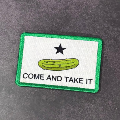 Come and Take It Pickle Funny Texas Style Morale Patch | Made in USA | VELCRO® Brand Hook Backing