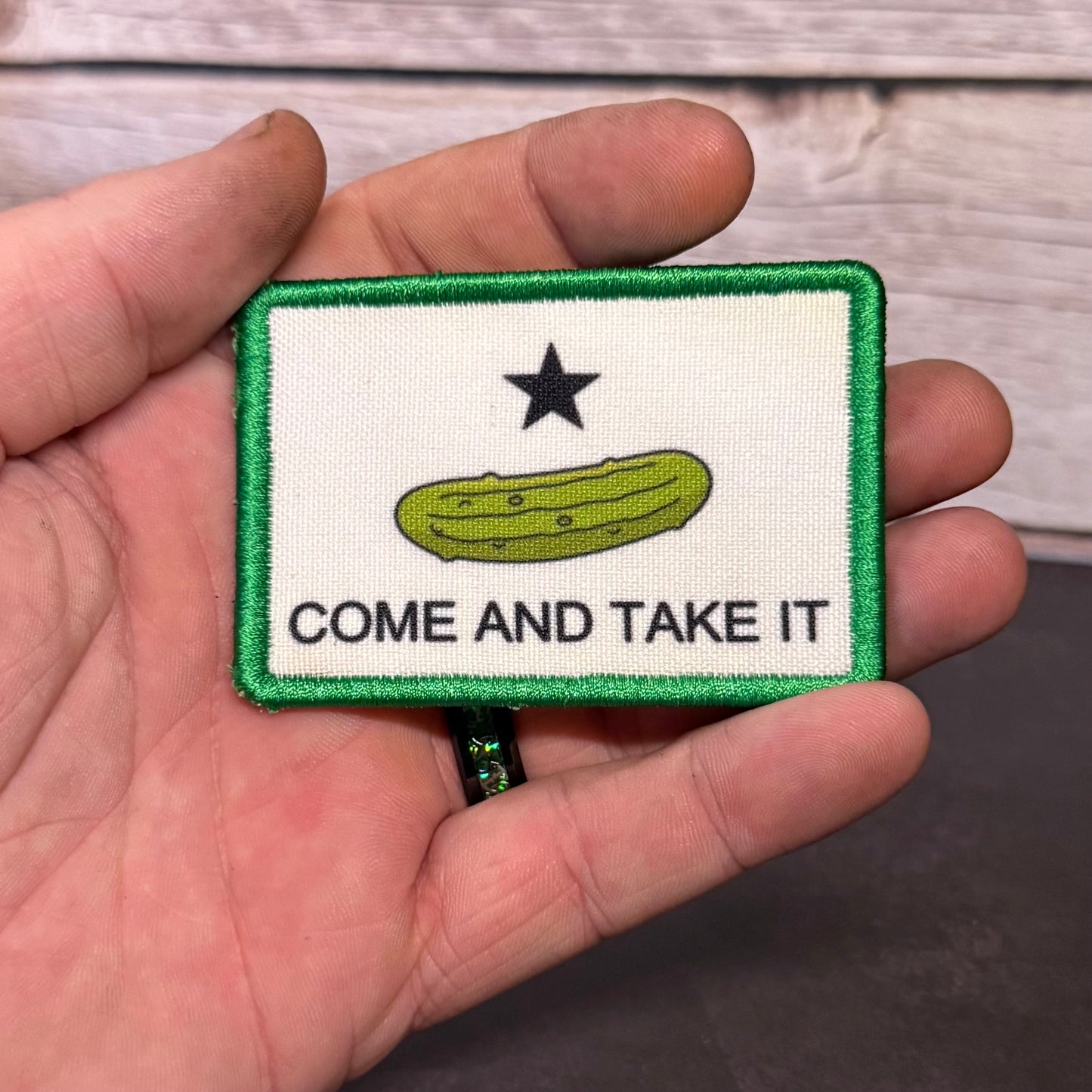 Come and Take It Pickle Funny Texas Style Morale Patch | Made in USA | VELCRO® Brand Hook Backing