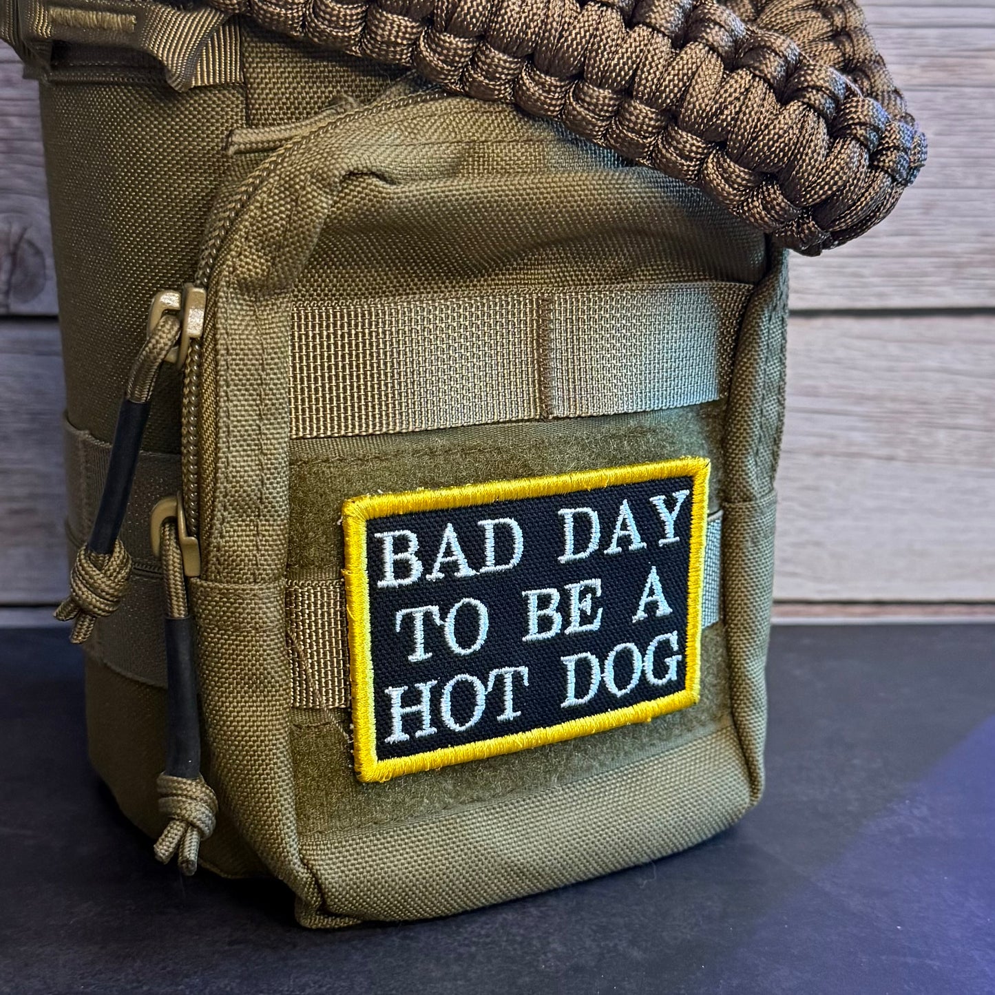 Bad Day To Be A Hot Dog Funny Morale Patch | Made in USA | VELCRO® Brand Hook Backing