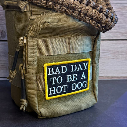 Bad Day To Be A Hot Dog Funny Morale Patch | Made in USA | VELCRO® Brand Hook Backing