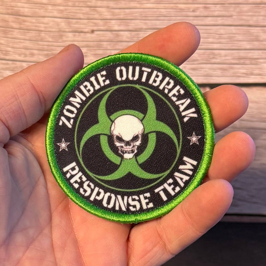 Zombie Outbreak Response Team Funny Morale Patch, 3" Round | Made in USA | VELCRO® Brand Hook Backing