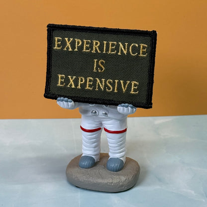Experience Is Expensive Funny Tactical embroidered morale patch, product photograph.