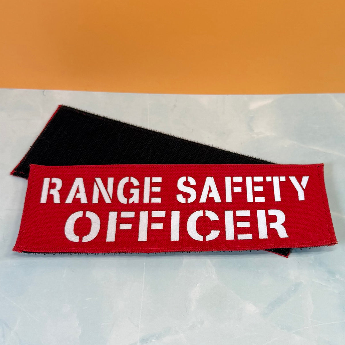 Range Safety Officer Patches & ID Plates – 2x3 Patch or 3x8 ID Panel – Tactical Gear embroidered or reflective range ID patch, product photograph.