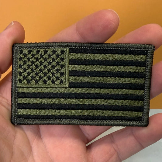 Olive OD Green Tactical American Flag Patch, 2x3.5" | Made in USA | VELCRO® Brand Hook Backing