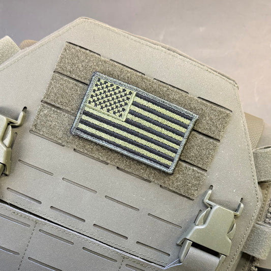 Olive OD Green Tactical American Flag Patch, 2x3.5" | Made in USA | VELCRO® Brand Hook Backing